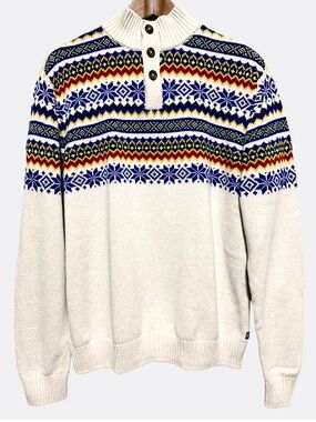 90s inspired CHAPS | Christmas Nordic Fair Isle Knit Sweater L